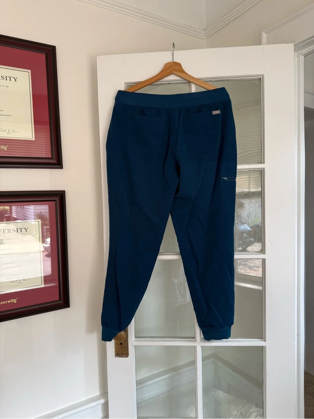Figs Womens Navy Joggers with Bright Orange Drawcord